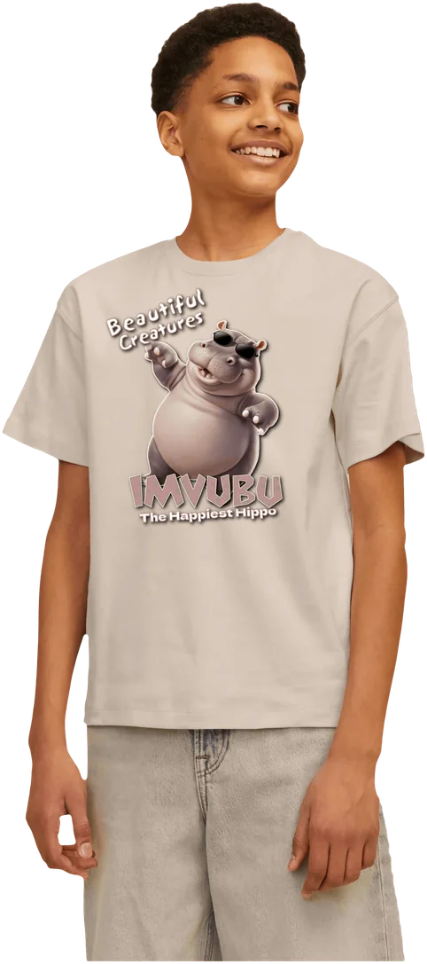 Boy wearing an Imvubu t-shirt