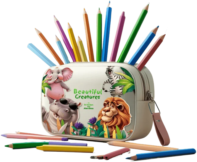 Beautiful Creatures pencil case with colour pencils