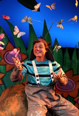 On stage with butterflies
